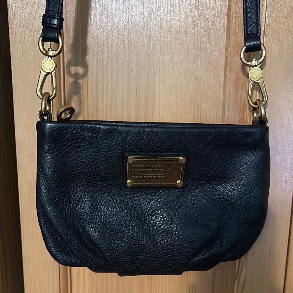 Marc Jacobs Black Crossbody Bag with Gold Accents